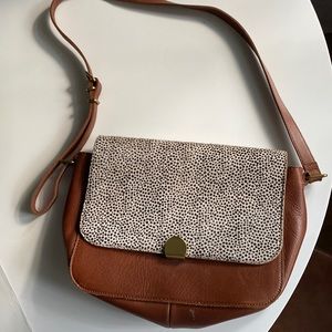 Madewell leopard dot and brown leather crossbody
